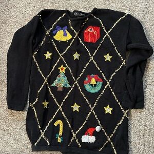 Festive Black Holiday Sweater